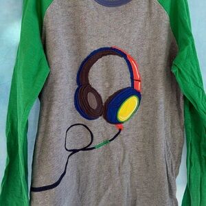 Mini Boden Gray Tee with Colorful Headphones Design